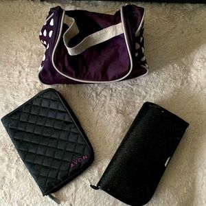 Vintage makeup bag polka dot, Avon brush pouch other black also brush pouch